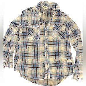 Plaid Shirt by Express in Blue and White
